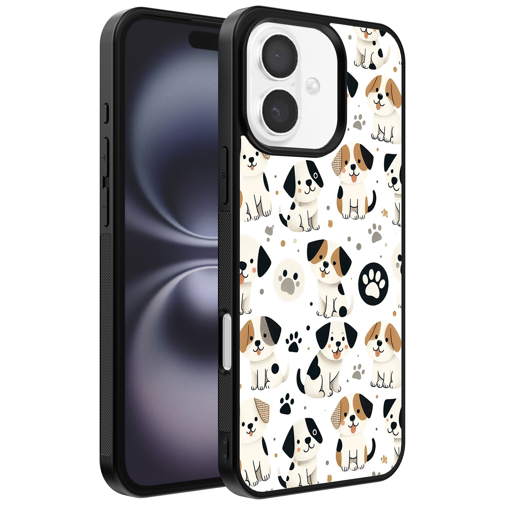 Iphone 16 telefoonhoesje met honden opdruk (1)