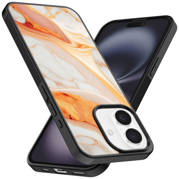 Iphone 16 telefoonhoesje met oranje marmer opdruk (2)