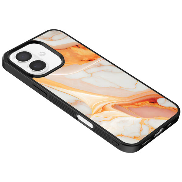 Iphone 16 telefoonhoesje met oranje marmer opdruk (5)