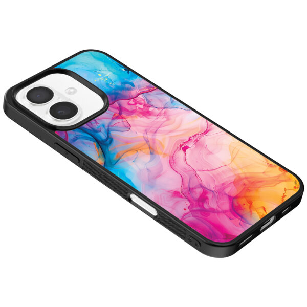 Iphone 16 telefoonhoesje met regenboog acryl marmer opdruk (5)