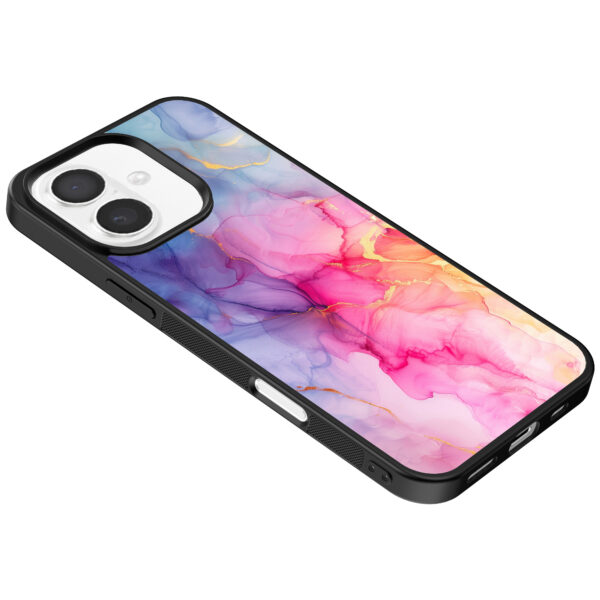 Iphone 16 telefoonhoesje met regenboog marmer opdruk (5)