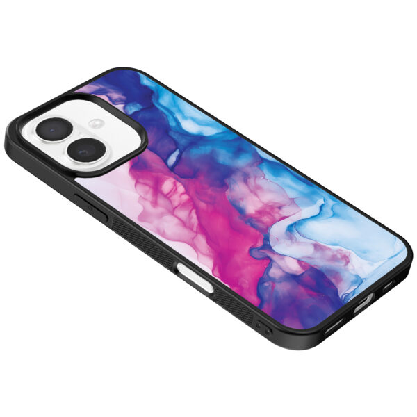 Iphone 16 telefoonhoesje met roze blauw marmer opdruk (5)