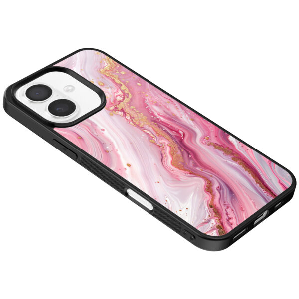Iphone 16 telefoonhoesje met roze marmer opdruk (5)