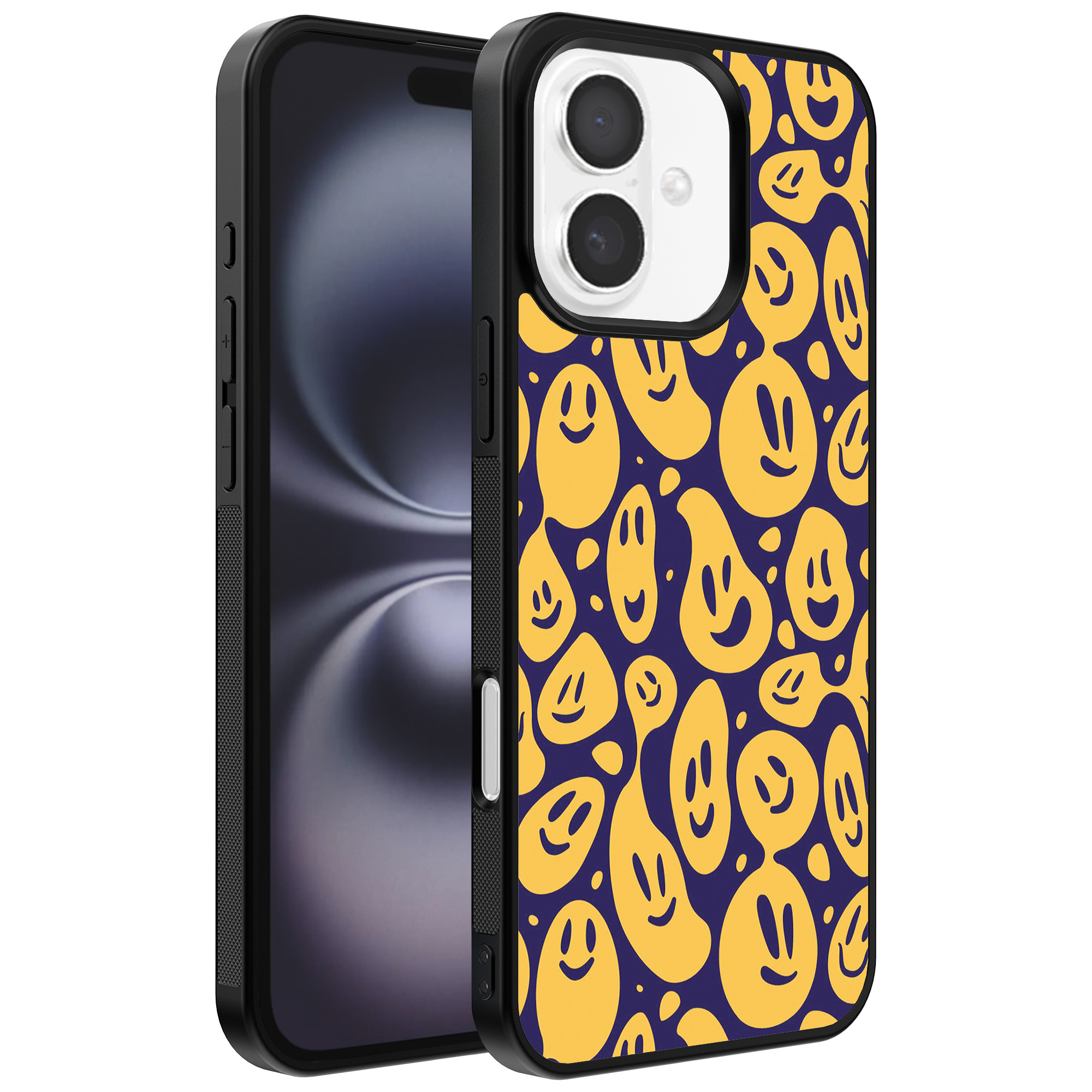 Iphone 16 telefoonhoesje met smiley opdruk (1)