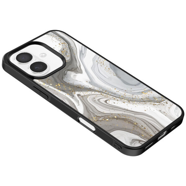 Iphone 16 telefoonhoesje met zilver marmer opdruk (5)