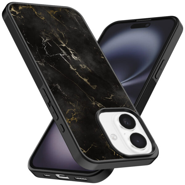 Iphone 16 telefoonhoesje met zwart marmer opdruk (2)