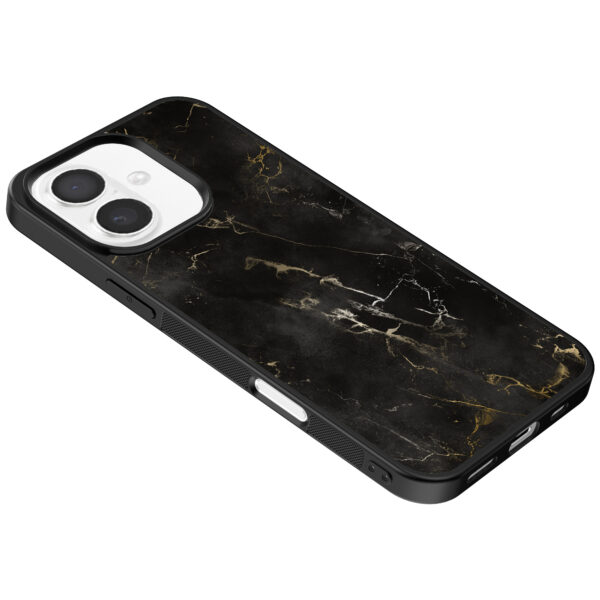 Iphone 16 telefoonhoesje met zwart marmer opdruk (5)
