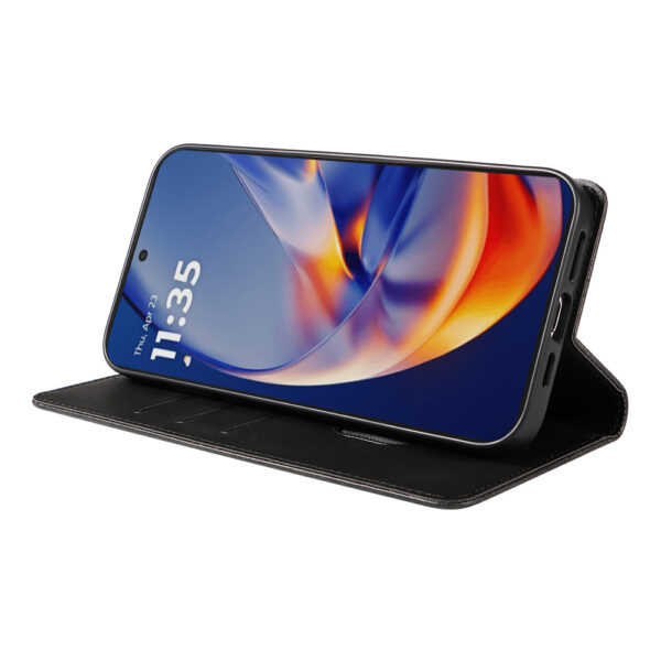 Motorola Edge 50 Neo leren telefoonhoesje bookcase met pasjeshouder en magnetisch lipje (3)