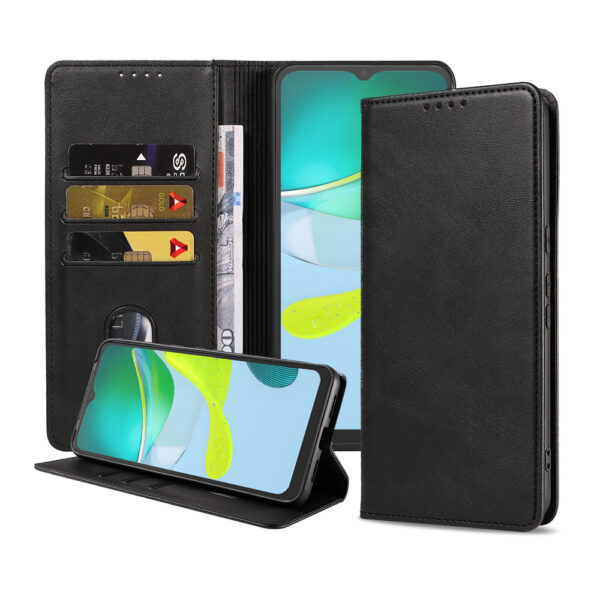 Motorola Moto E13 leren telefoonhoesje bookcase met pasjeshouder en magnetisch lipje (1)