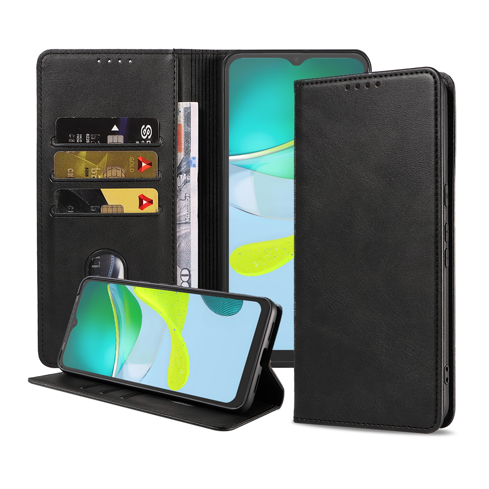 Motorola Moto E13 leren telefoonhoesje bookcase met pasjeshouder en magnetisch lipje (1)