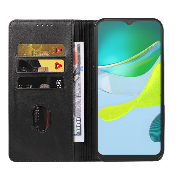 Motorola Moto E13 leren telefoonhoesje bookcase met pasjeshouder en magnetisch lipje (2)