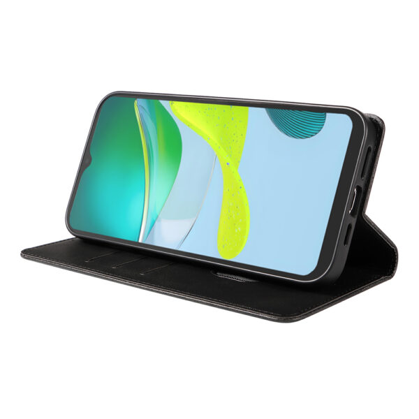 Motorola Moto E13 leren telefoonhoesje bookcase met pasjeshouder en magnetisch lipje (3)