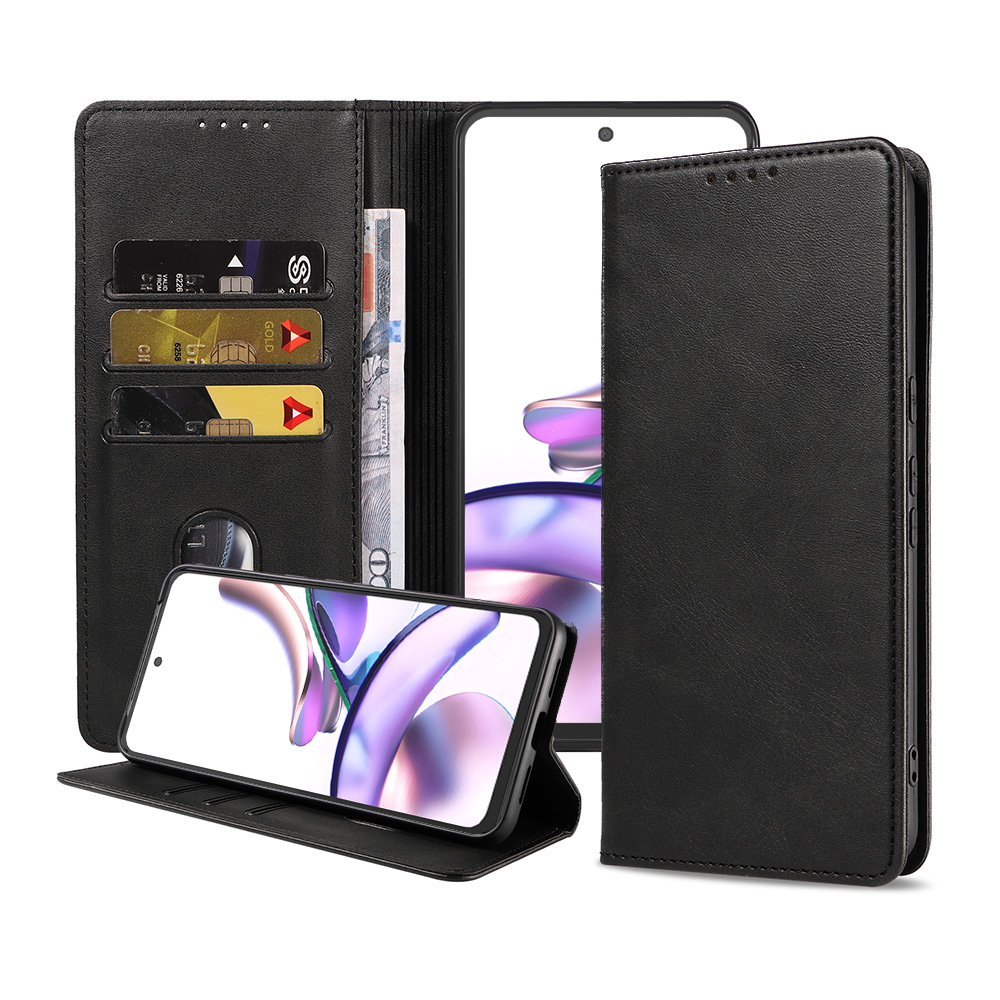 Motorola Moto G13 leren telefoonhoesje bookcase met pasjeshouder en magnetisch lipje (1)
