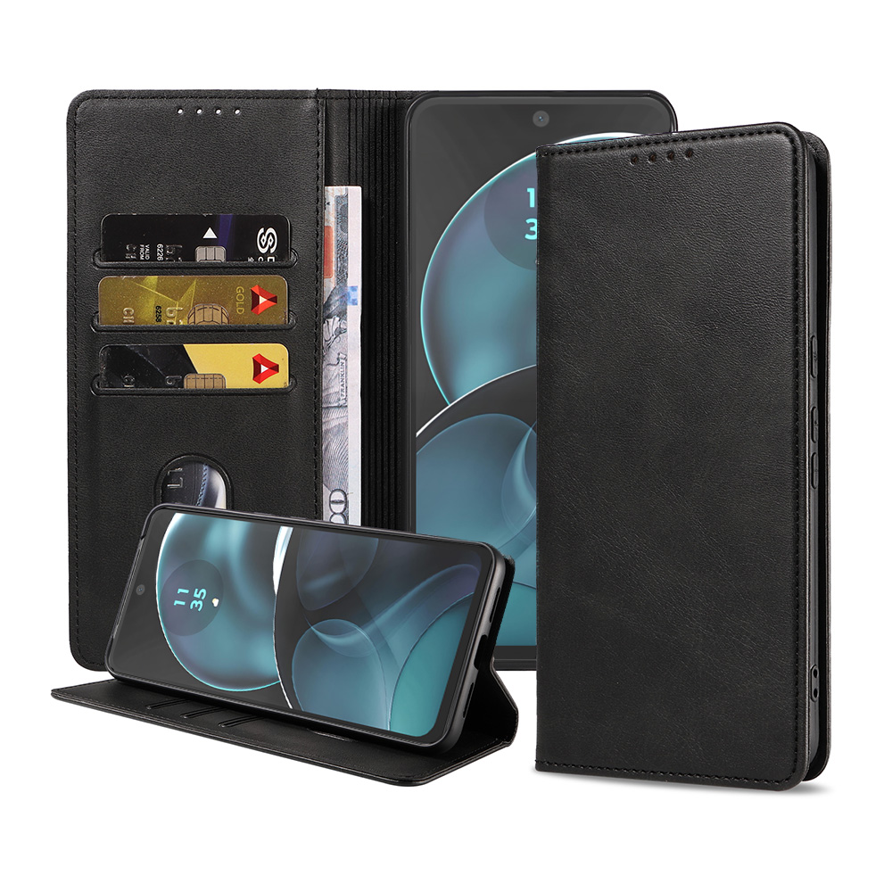 Motorola Moto G14 leren telefoonhoesje bookcase met pasjeshouder en magnetisch lipje (1)