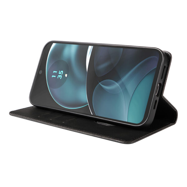 Motorola Moto G14 leren telefoonhoesje bookcase met pasjeshouder en magnetisch lipje (3)