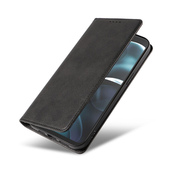 Motorola Moto G14 leren telefoonhoesje bookcase met pasjeshouder en magnetisch lipje (4)