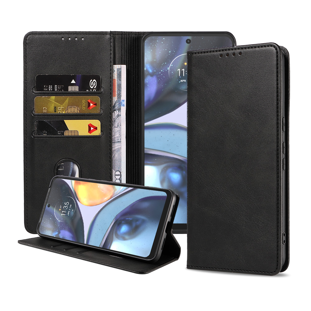 Motorola Moto G22 leren telefoonhoesje bookcase met pasjeshouder en magnetisch lipje (1)