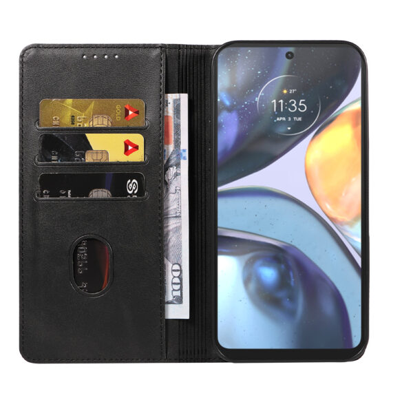 Motorola Moto G22 leren telefoonhoesje bookcase met pasjeshouder en magnetisch lipje (2)