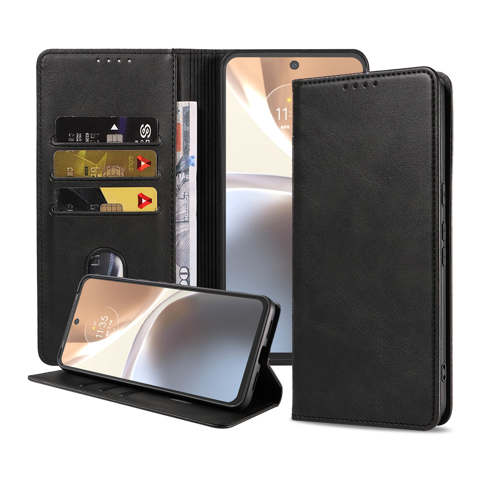 Motorola Moto G32 leren telefoonhoesje bookcase met pasjeshouder en magnetisch lipje (1)