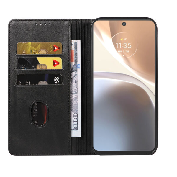 Motorola Moto G32 leren telefoonhoesje bookcase met pasjeshouder en magnetisch lipje (2)