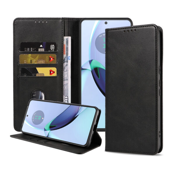 Motorola Moto G84 leren telefoonhoesje bookcase met pasjeshouder en magnetisch lipje (1)