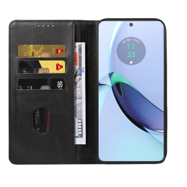 Motorola Moto G84 leren telefoonhoesje bookcase met pasjeshouder en magnetisch lipje (2)