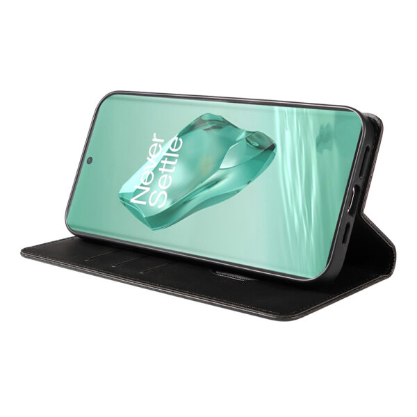 OnePlus 12 leren telefoonhoesje bookcase met pasjeshouder en magnetisch lipje (3)