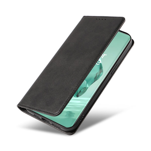 OnePlus 12 leren telefoonhoesje bookcase met pasjeshouder en magnetisch lipje (4)