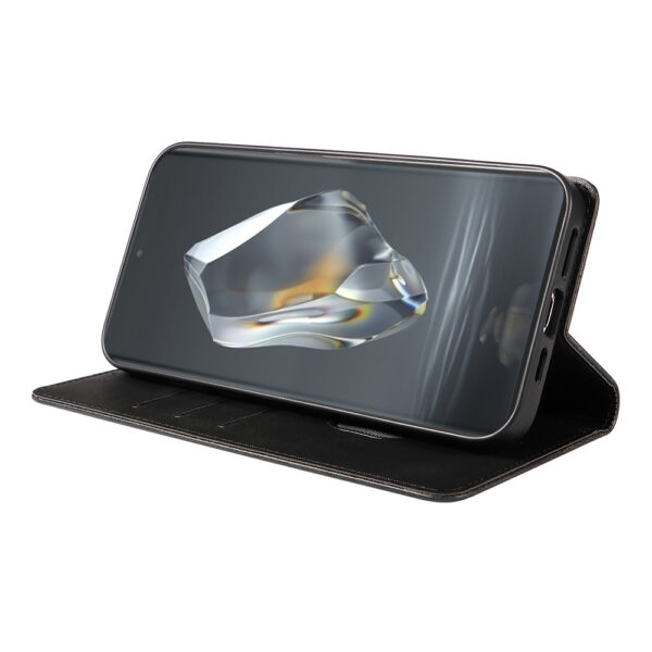 OnePlus 12R leren telefoonhoesje bookcase met pasjeshouder en magnetisch lipje (3)