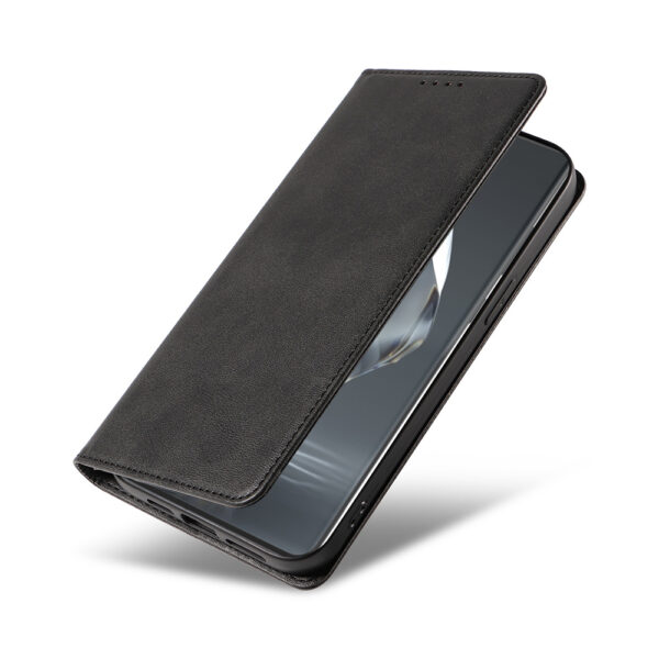 OnePlus 12R leren telefoonhoesje bookcase met pasjeshouder en magnetisch lipje (4)