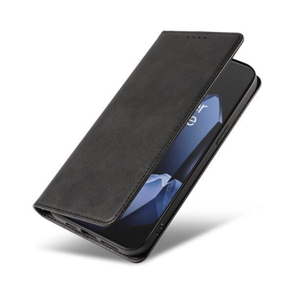 OnePlus 13 leren telefoonhoesje bookcase met pasjeshouder en magnetisch lipje (4)
