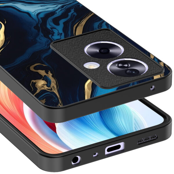 Oppo A2 telefoonhoesje met blauw goud marmer opdruk (4)