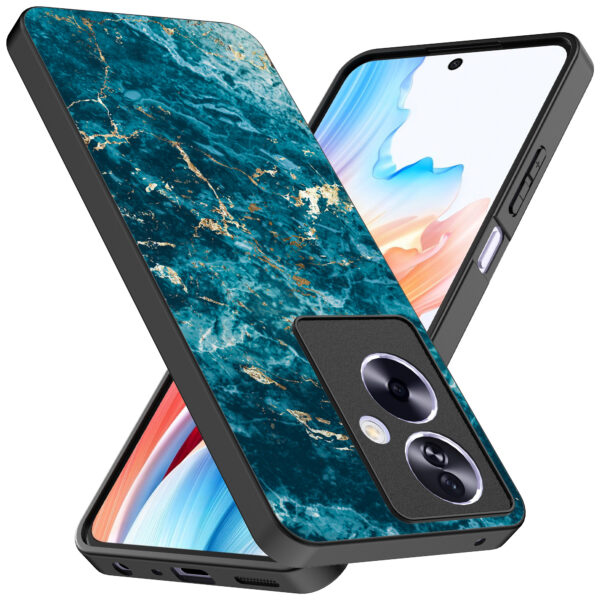 Oppo A2 telefoonhoesje met blauw marmer opdruk (2)