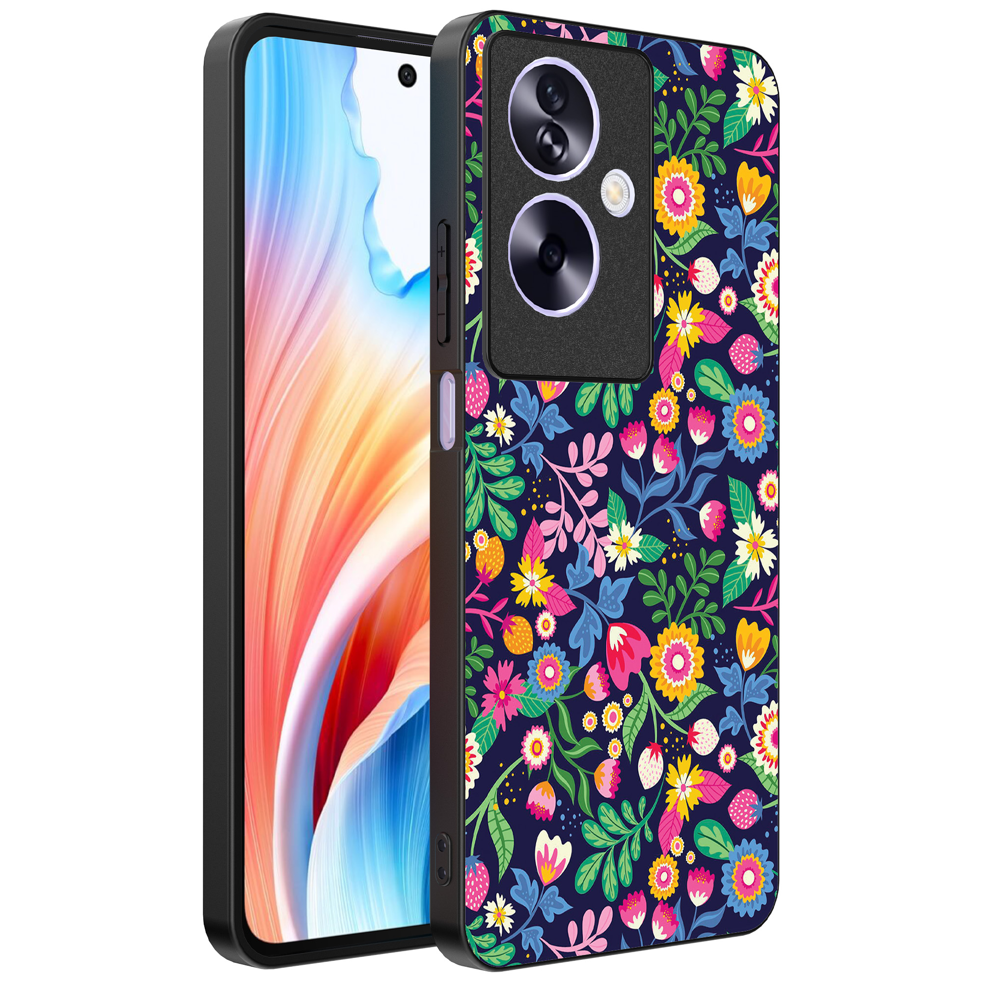 Oppo A2 telefoonhoesje met bloemen opdruk (1)