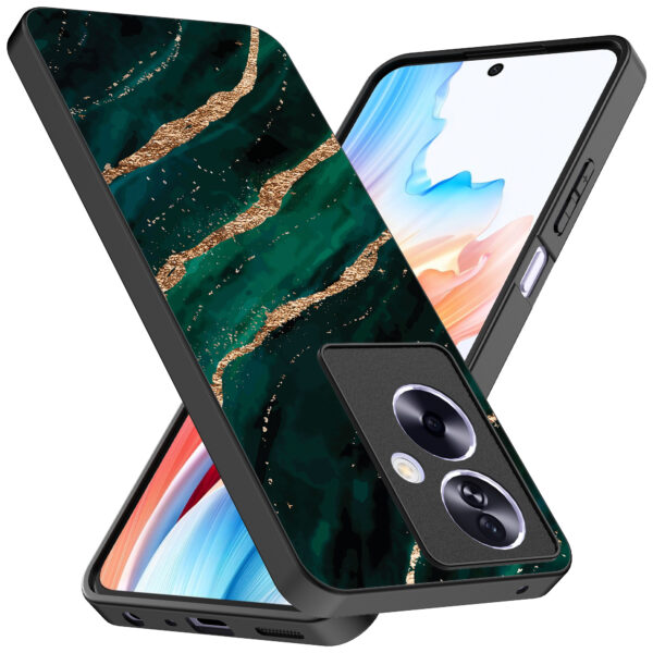 Oppo A2 telefoonhoesje met groen goud marmer opdruk (2)