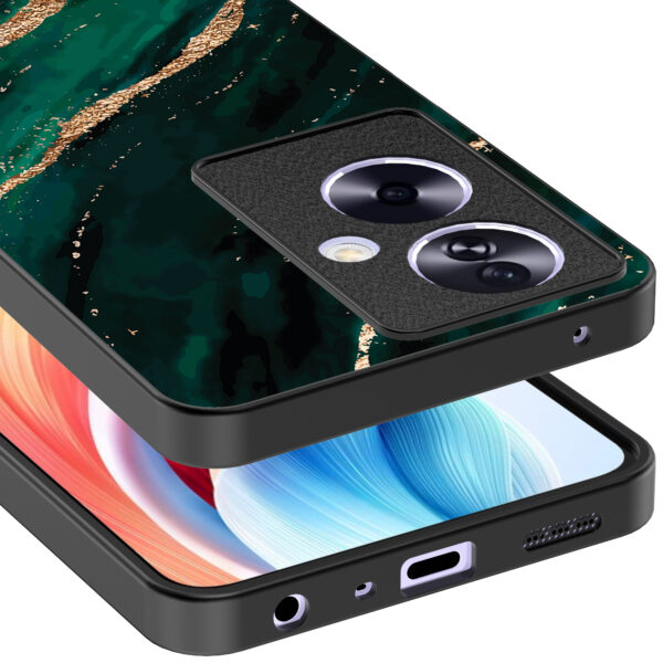Oppo A2 telefoonhoesje met groen goud marmer opdruk (4)