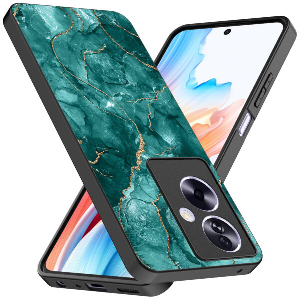 Oppo A2 telefoonhoesje met groen marmer opdruk (2)