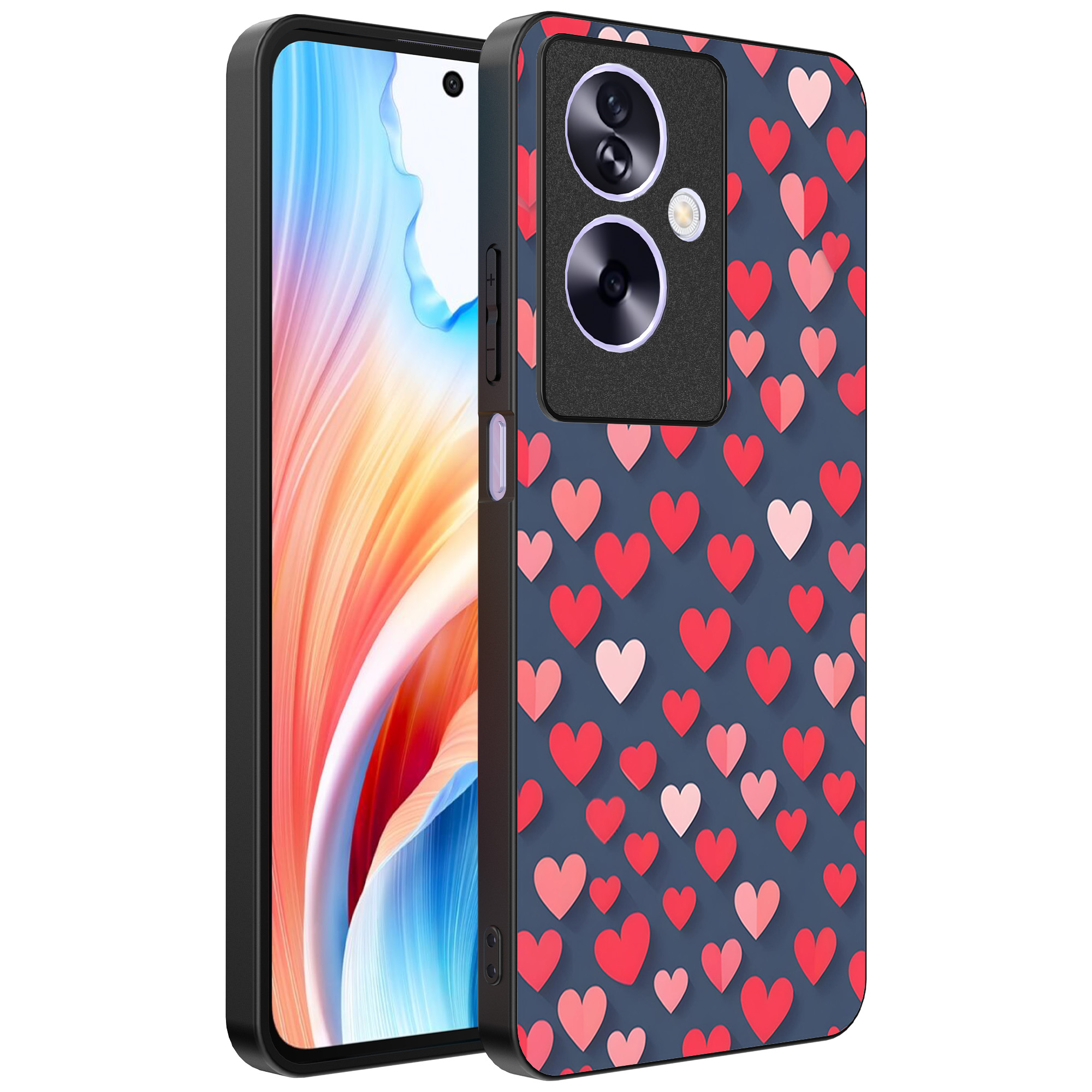 Oppo A2 telefoonhoesje met hartjes opdruk klein (1)