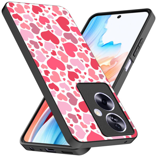 Oppo A2 telefoonhoesje met hartjes opdruk transparant (2)