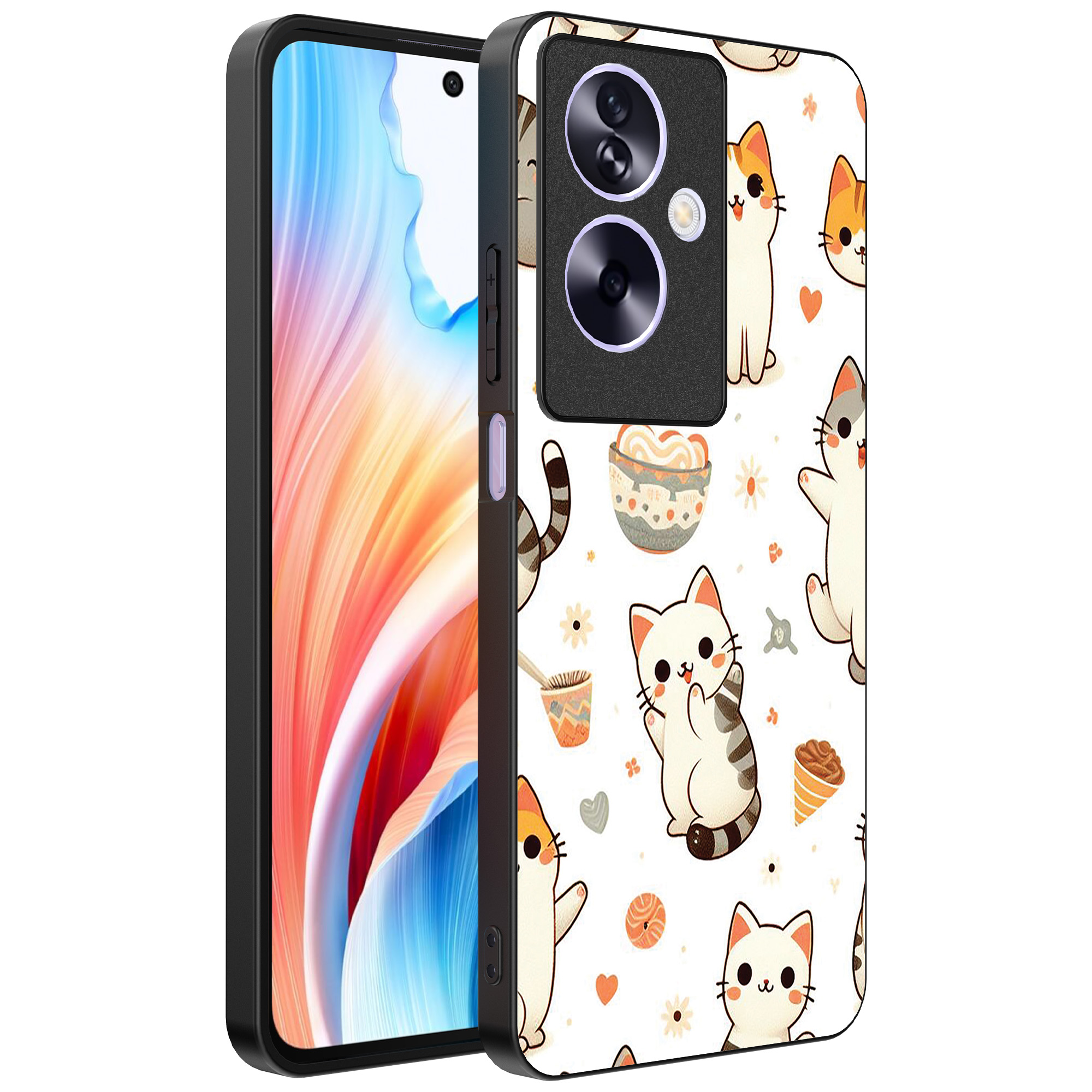 Oppo A2 telefoonhoesje met katten opdruk (1)