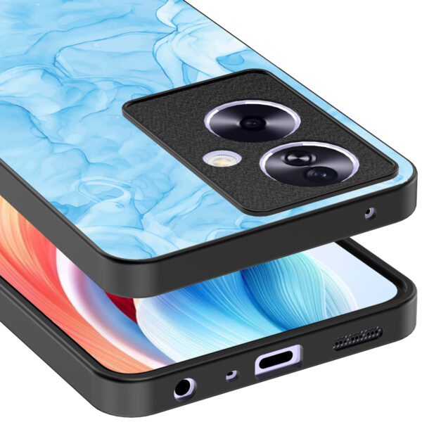 Oppo A2 telefoonhoesje met lichtblauw marmer opdruk (4)