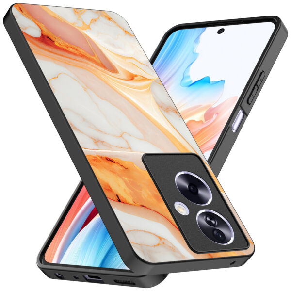 Oppo A2 telefoonhoesje met oranje marmer opdruk (2)