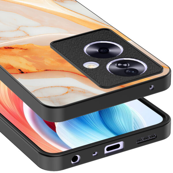 Oppo A2 telefoonhoesje met oranje marmer opdruk (4)