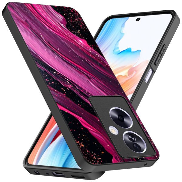 Oppo A2 telefoonhoesje met paars roze marmer opdruk (2)