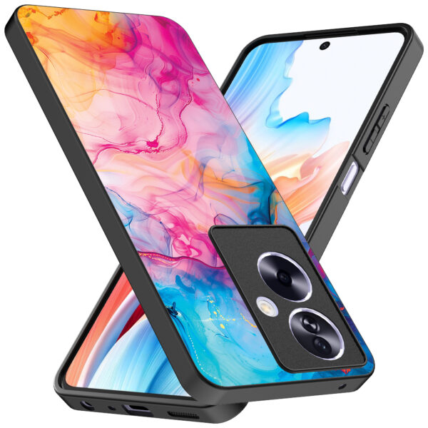 Oppo A2 telefoonhoesje met regenboog acryl marmer opdruk (2)