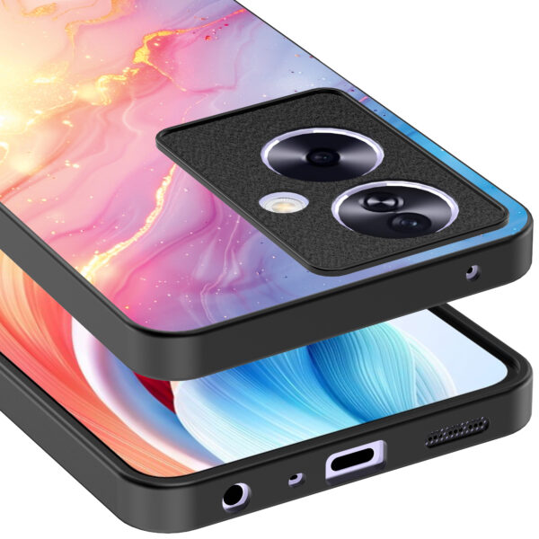 Oppo A2 telefoonhoesje met regenboog glitter marmer opdruk (4)