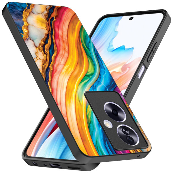Oppo A2 telefoonhoesje met regenboog goud marmer opdruk (2)