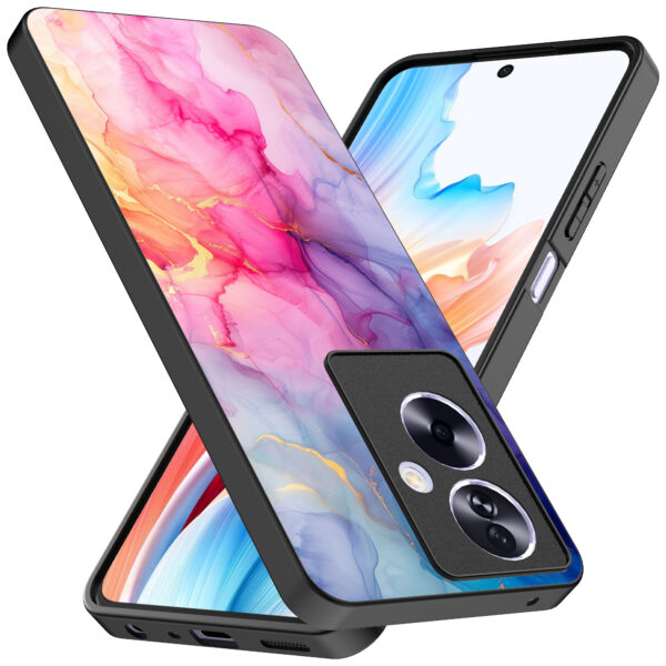 Oppo A2 telefoonhoesje met regenboog marmer opdruk (2)