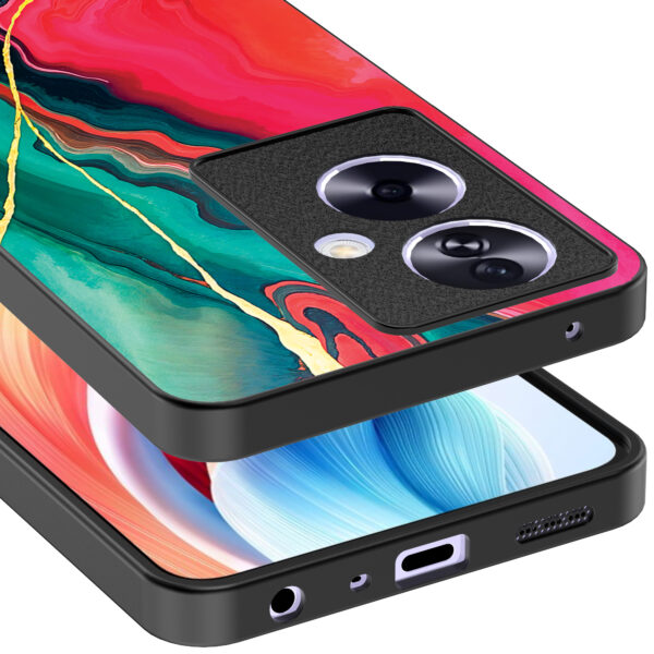 Oppo A2 telefoonhoesje met rood groen marmer opdruk (4)