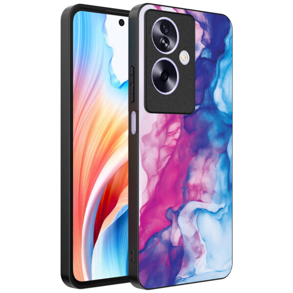 Oppo A2 telefoonhoesje met roze blauw marmer opdruk (1)